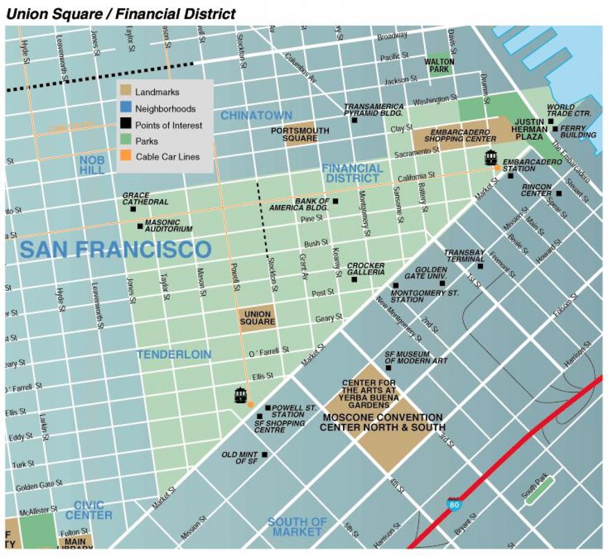 Harta e bashkimit sheshin zonën e San Franciskos