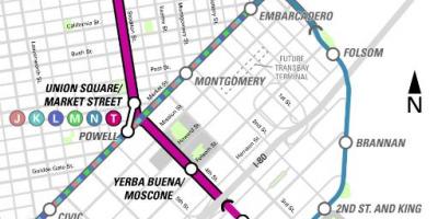 Qendror të metrosë San Francisko hartë