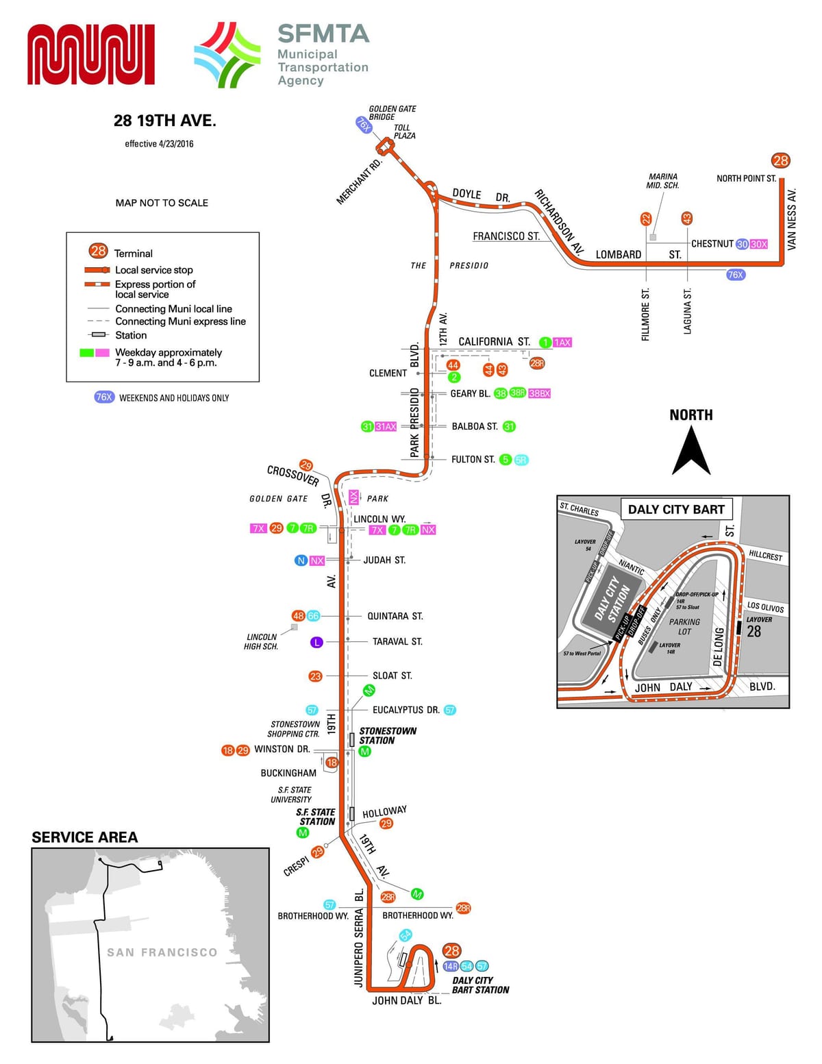 San Francisko autobus 28 rrugë hartë