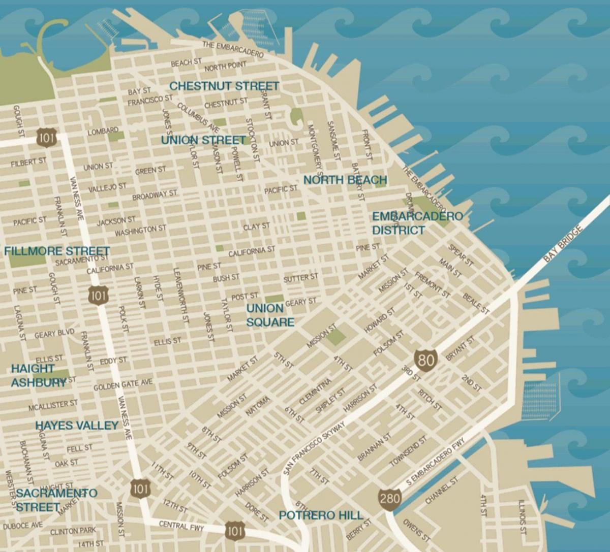 harta e në qendër të qytetit San Francisko të bashkimit katror