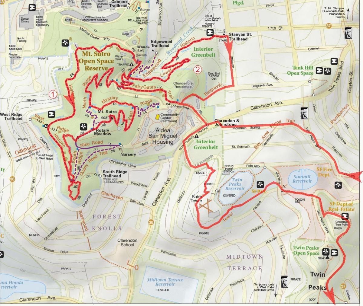 Harta e zonës gjirin shtigje biçikletë