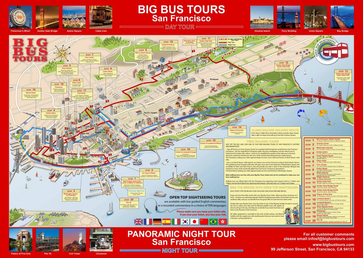 e kuqe e madhe autobus San Francisko hartë