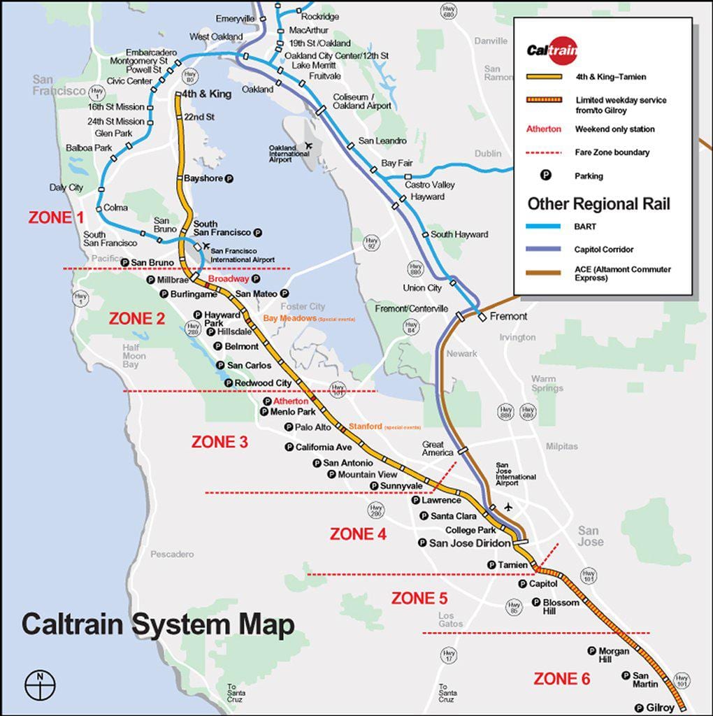 caltrain rrugë hartë