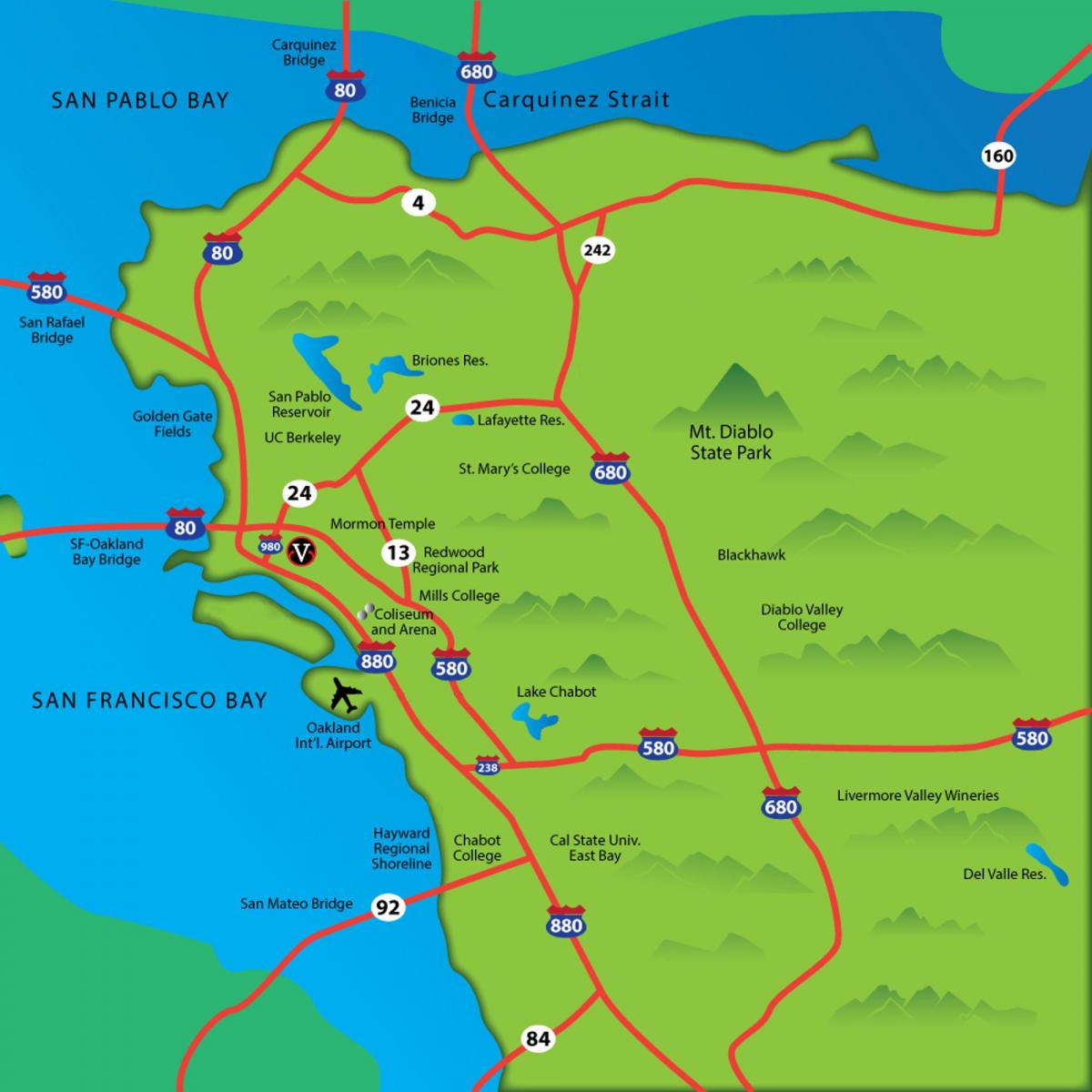east bay i kalifornisë hartë