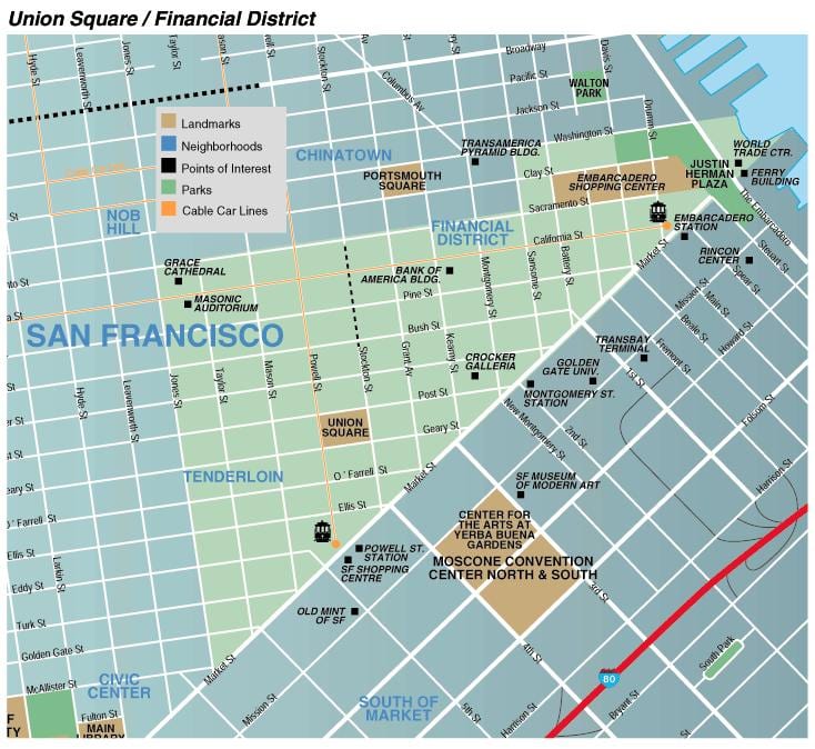 Harta e bashkimit sheshin zonën e San Franciskos