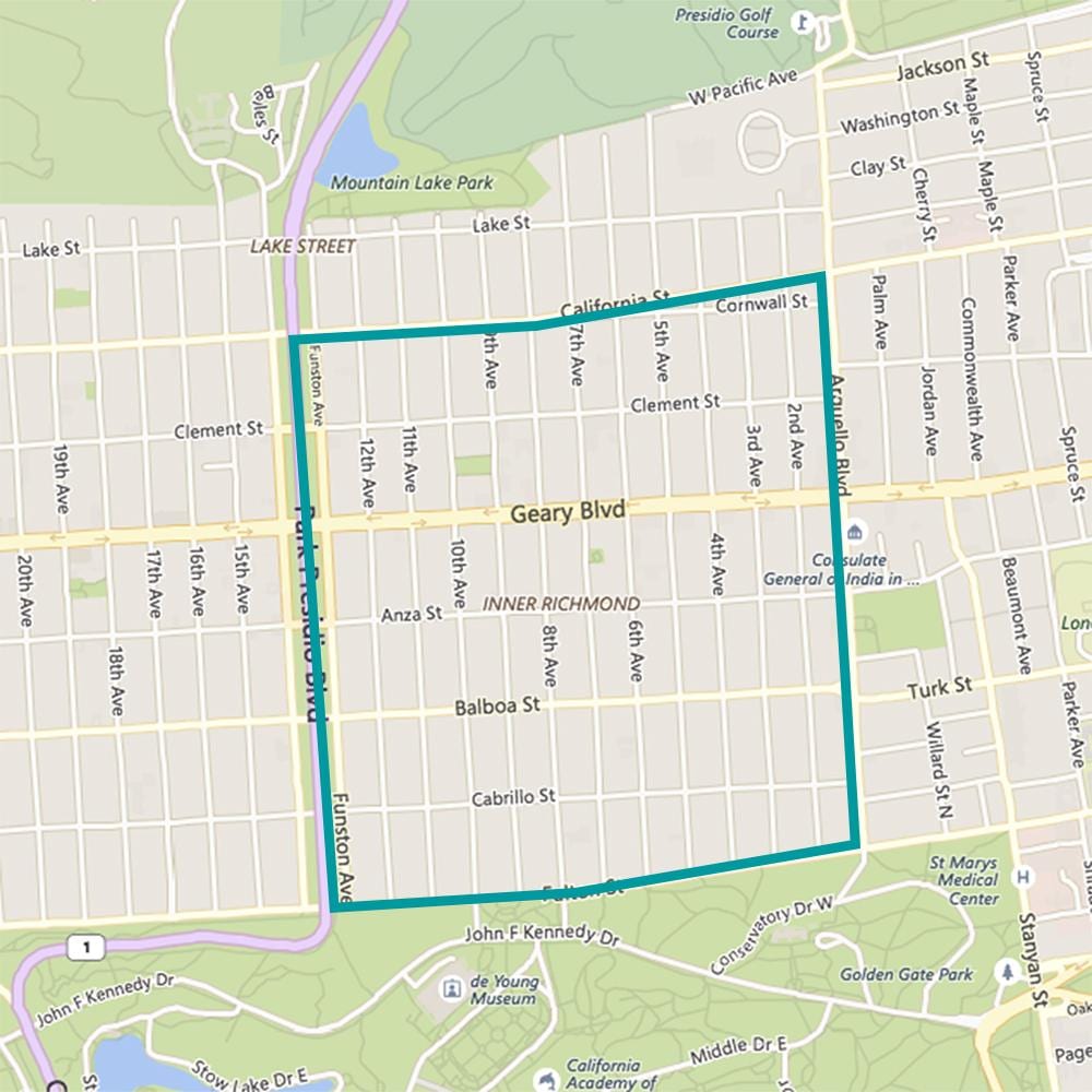 Harta e kësaj zone distriktit në San Francisko