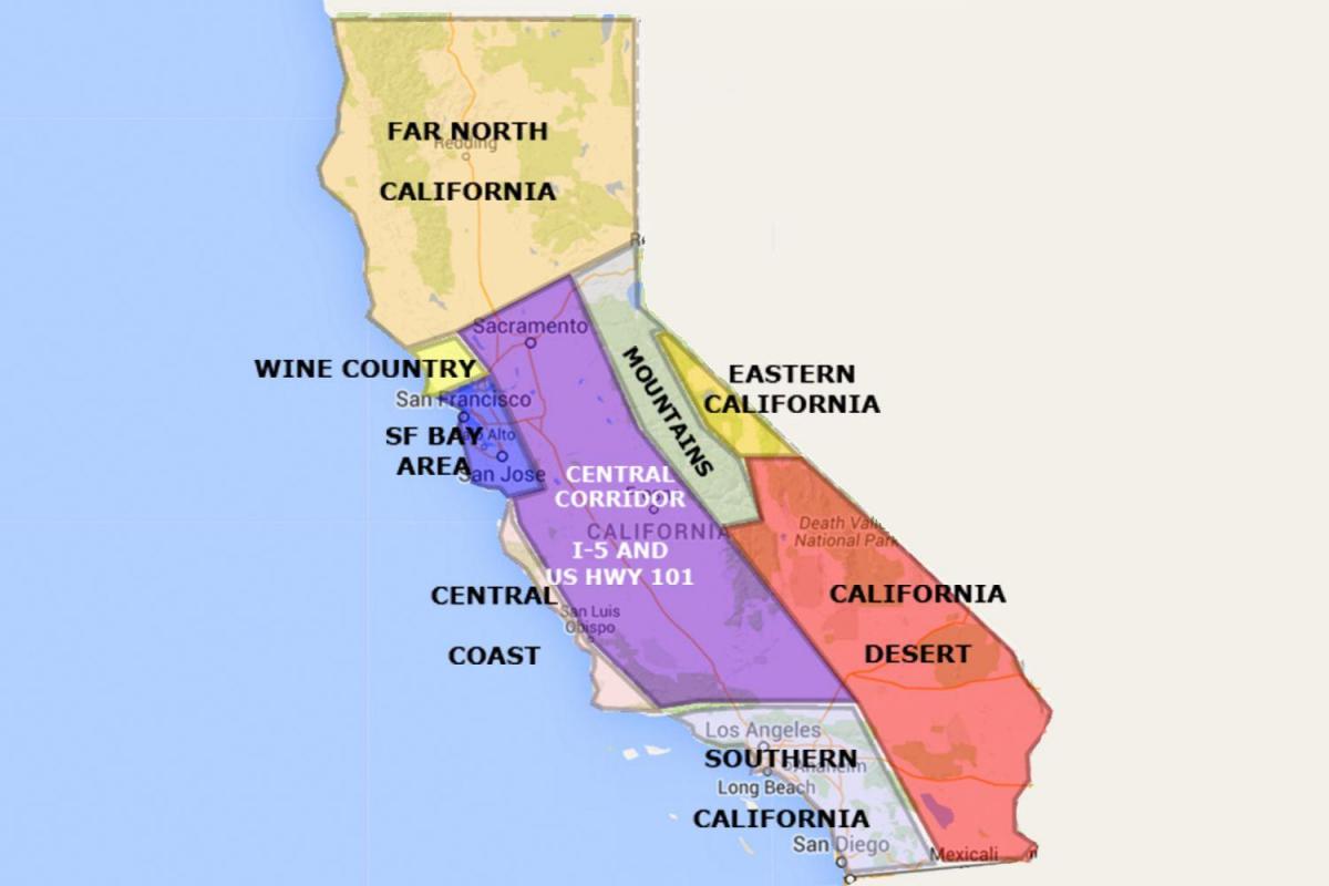 Harta e kalifornisë në veri të San Francisco