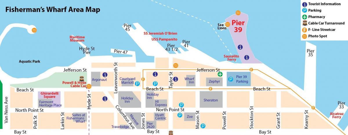 harta e San Franciskos peshkatar është zona skelë