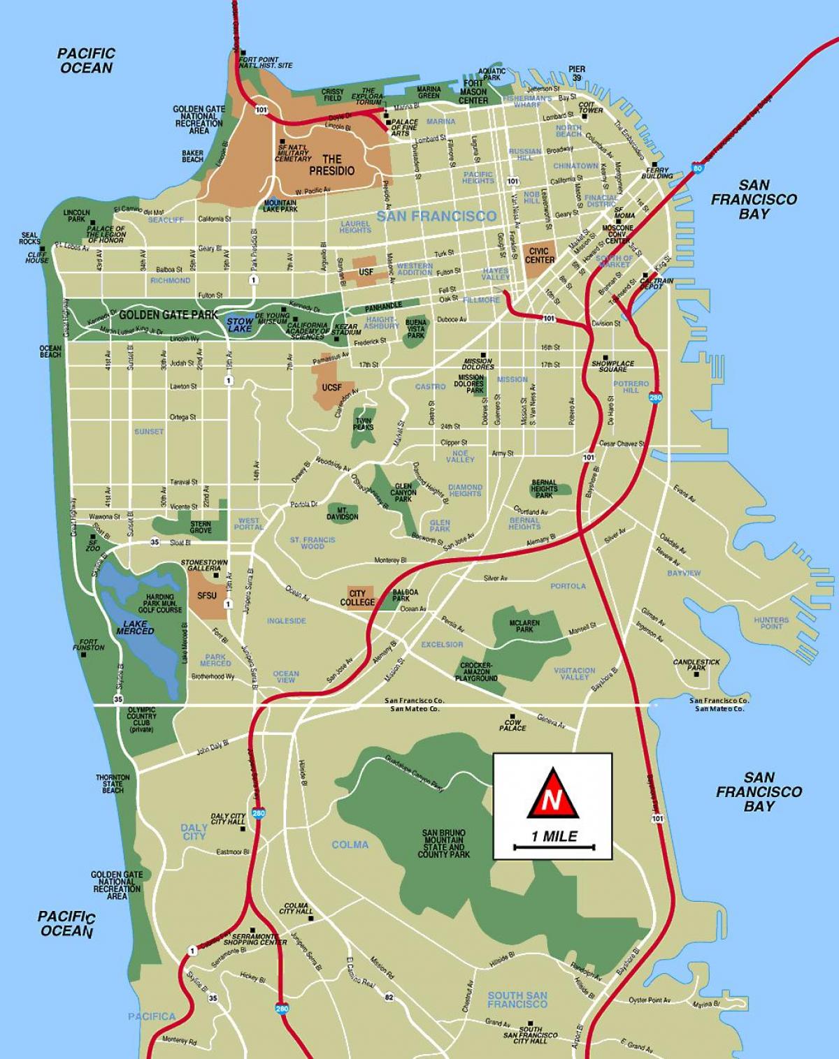një hartë e San Franciskos