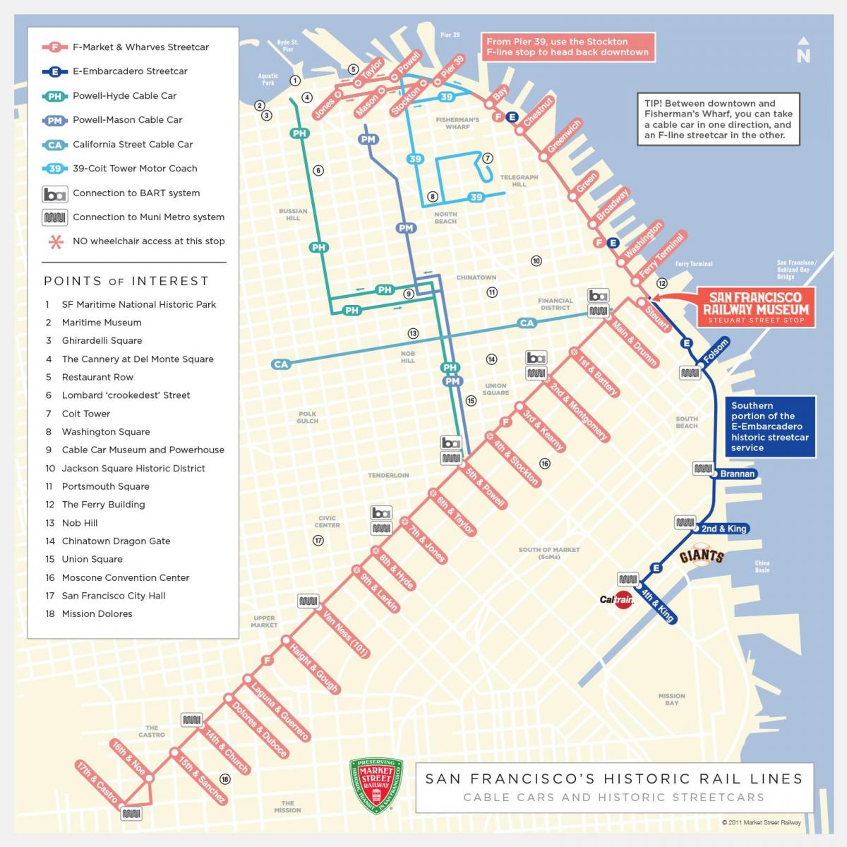 harta e San Franciskos karrocë rrugë