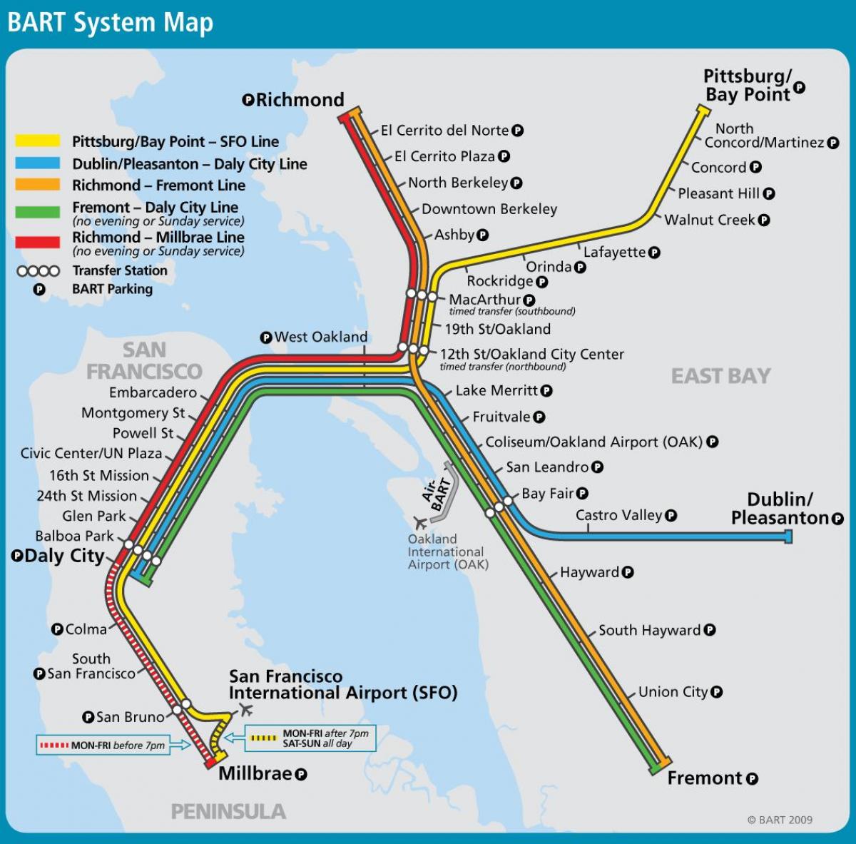 San Francisko bart sistemit hartë