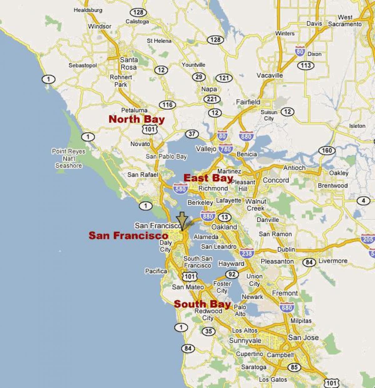 pjesën veriore të kalifornisë bay area hartë