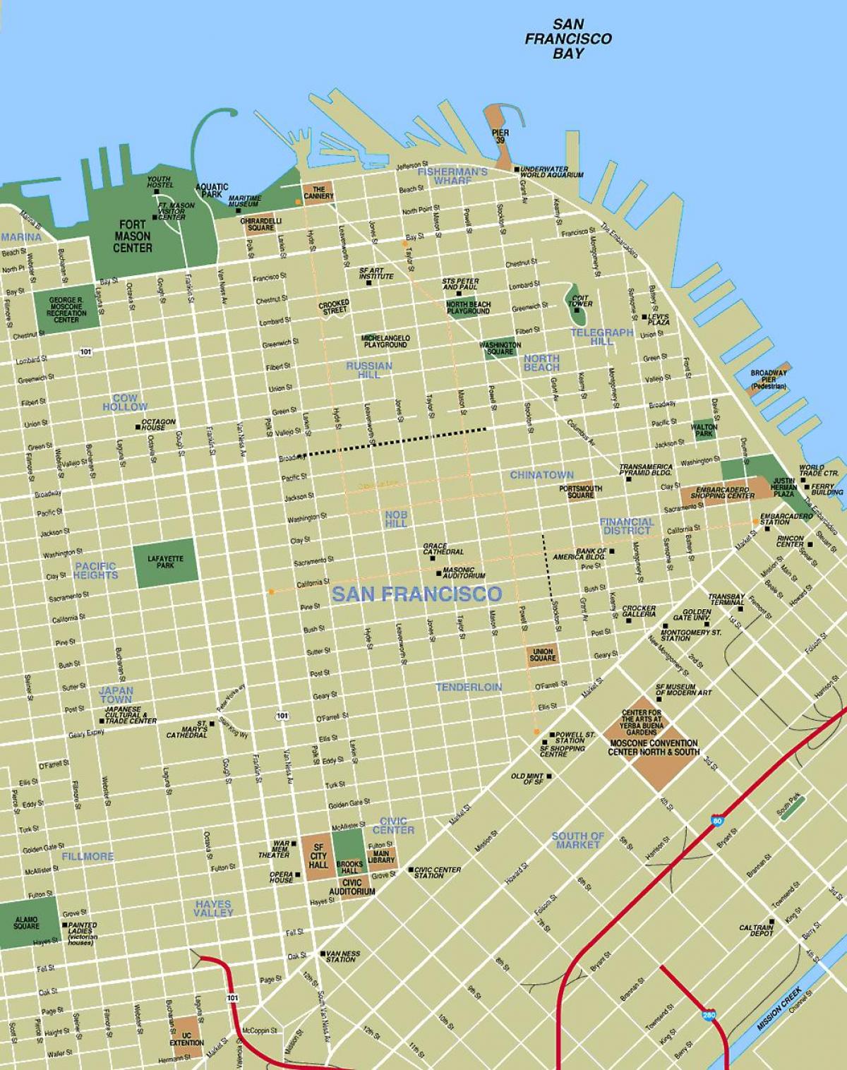 harta e në qendër të qytetit San Francisco ca