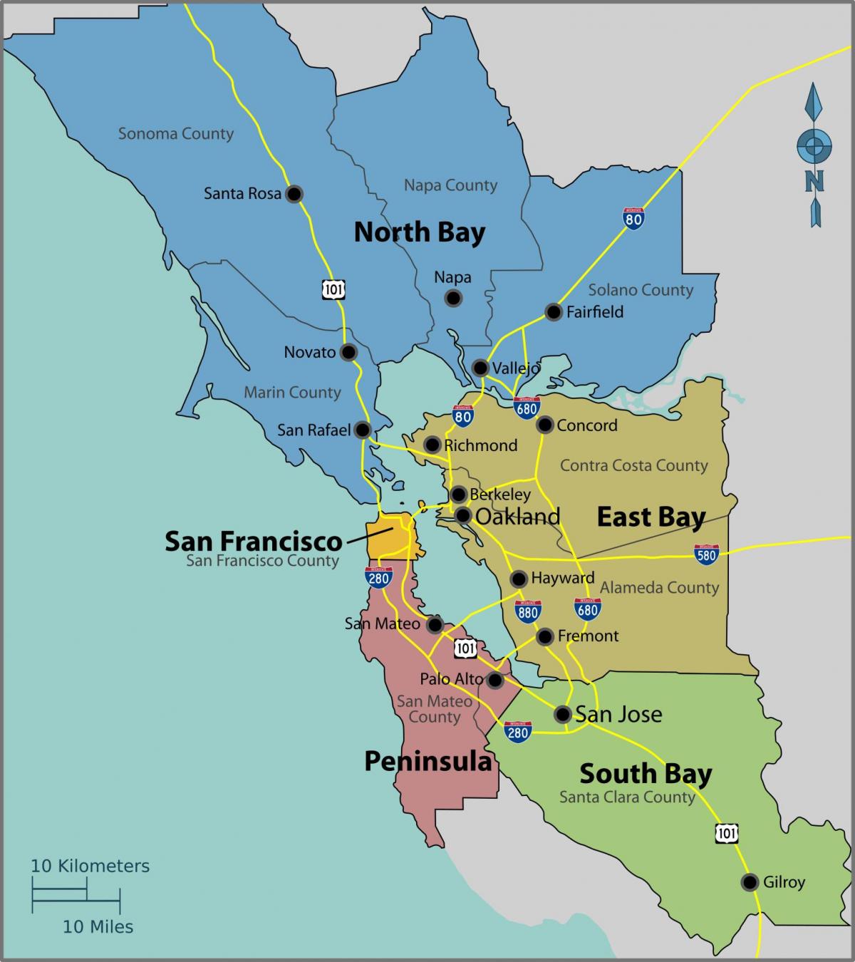 San Francisco bay në një hartë