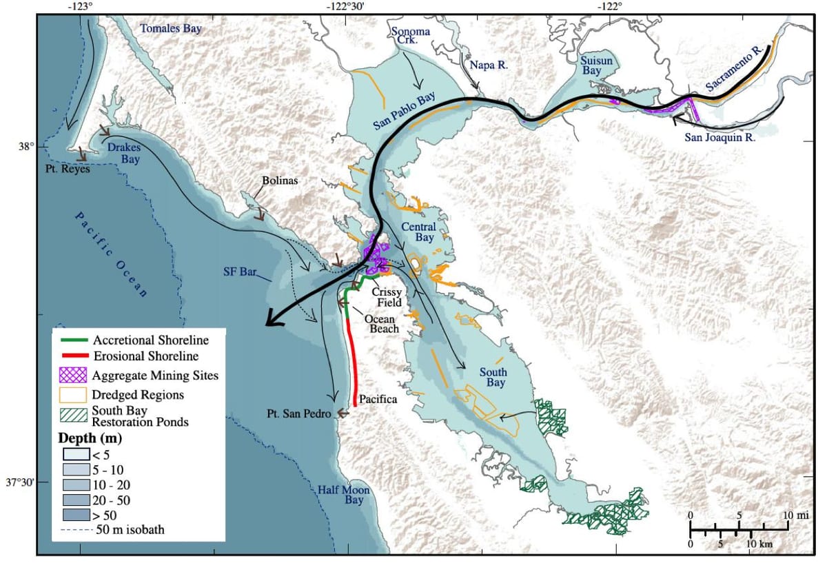 Harta e San Francisco bay thellësi