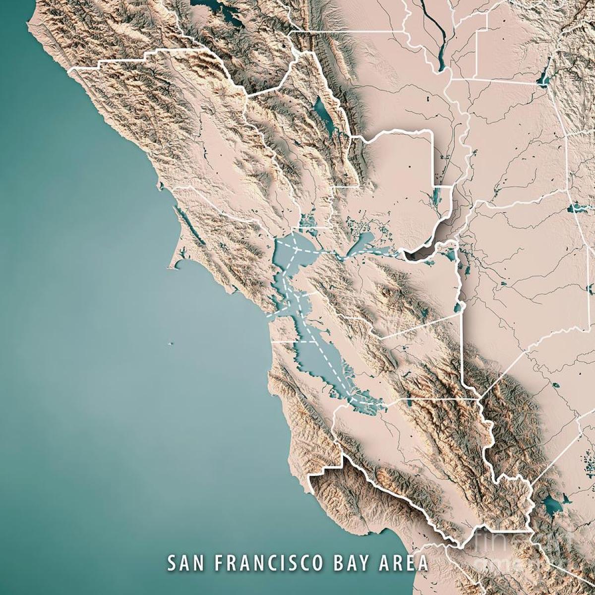 Harta e San Francisco bay topografike 
