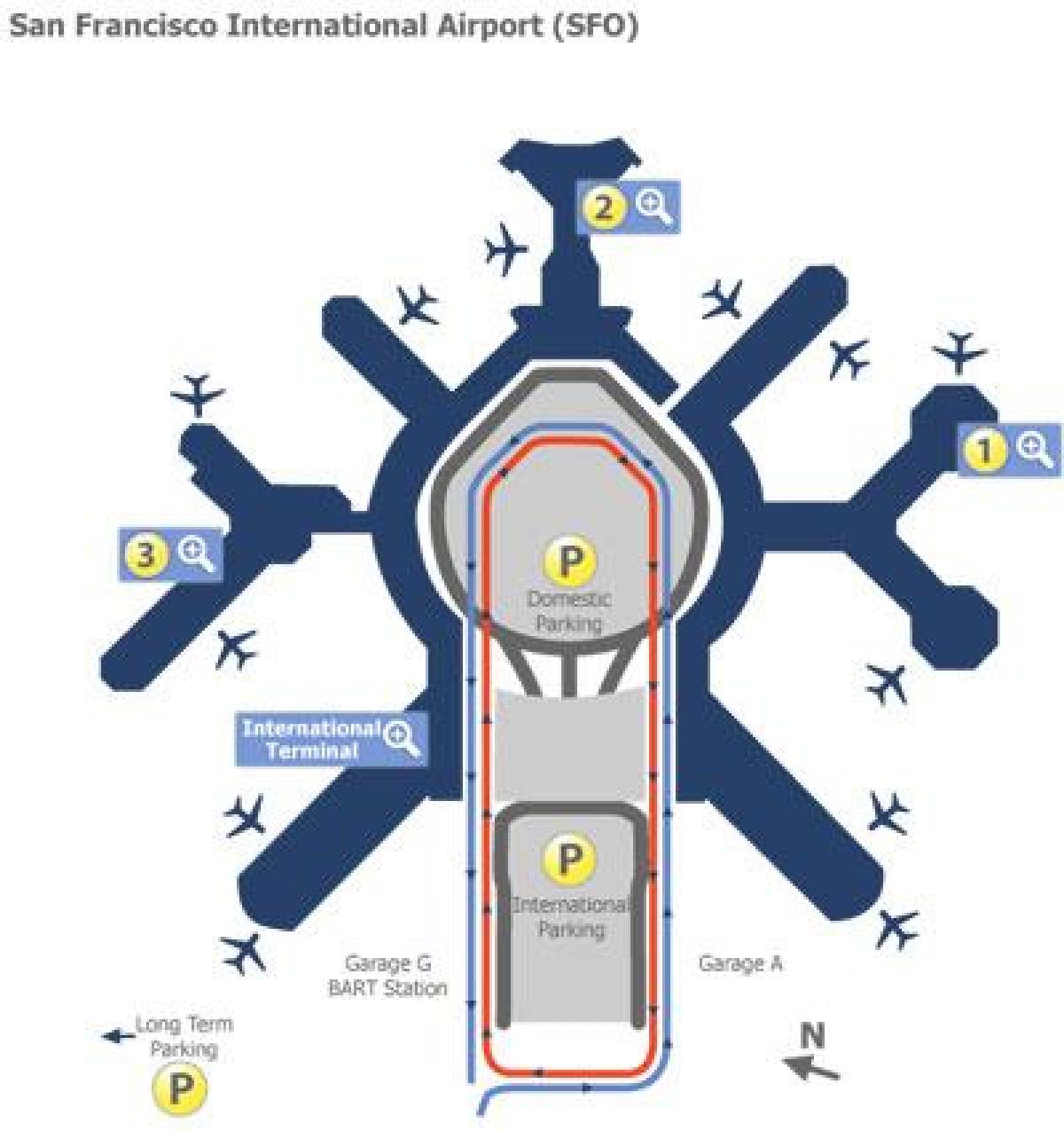 San Francisko aeroportin e portës hartë