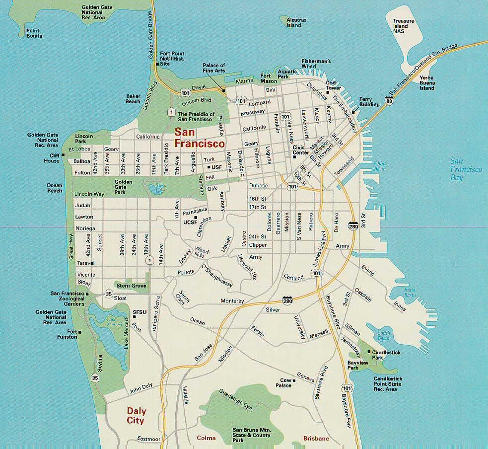 Harta e San Franciskos atraksionet kryesore