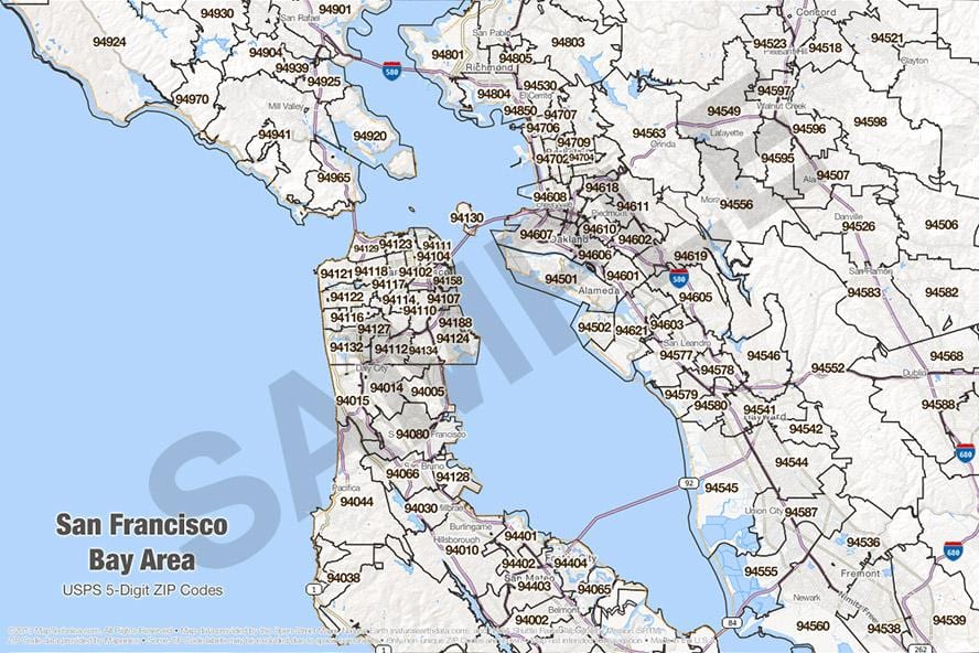 bay area kodin e zonës hartë