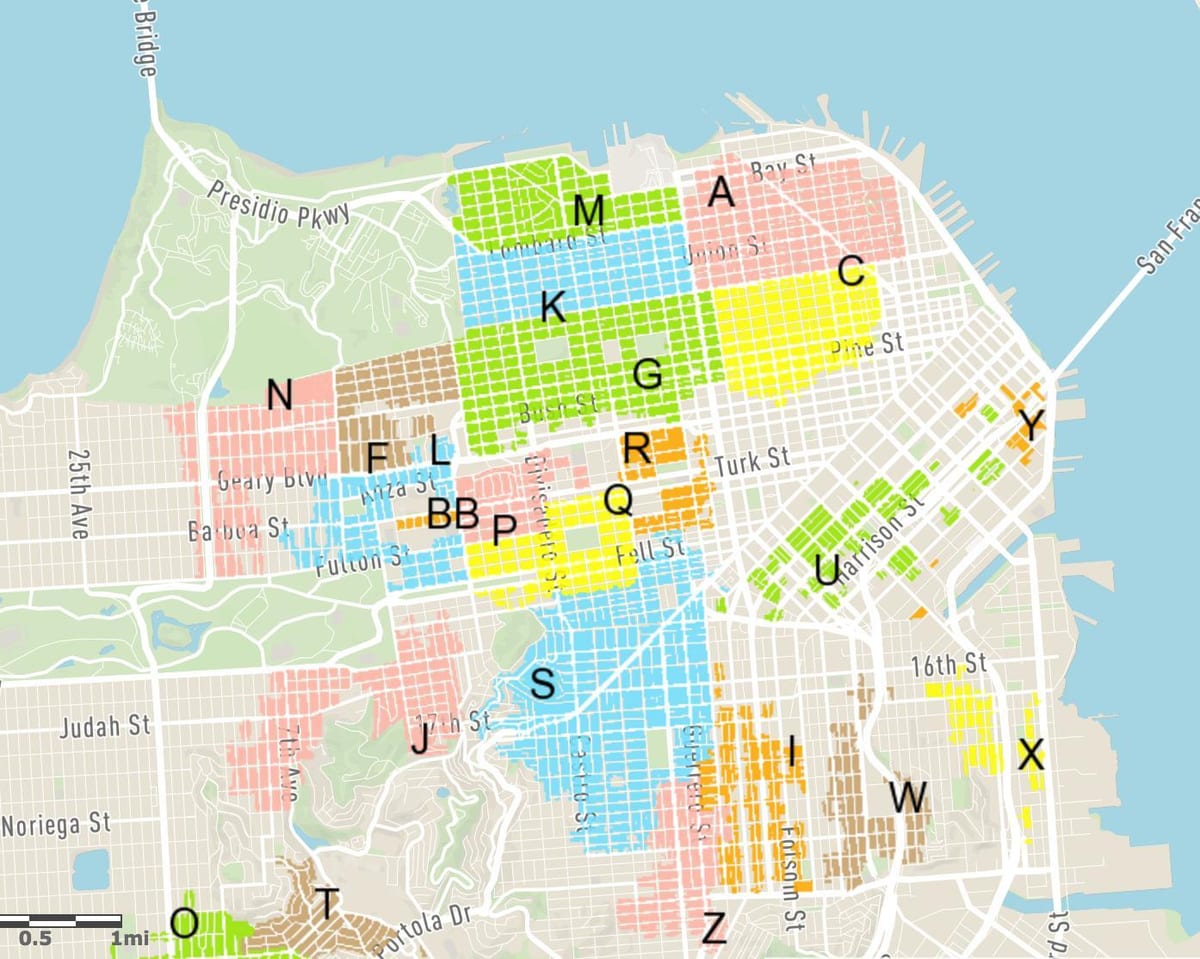 të lirë parkim rrugë San Francisko hartë