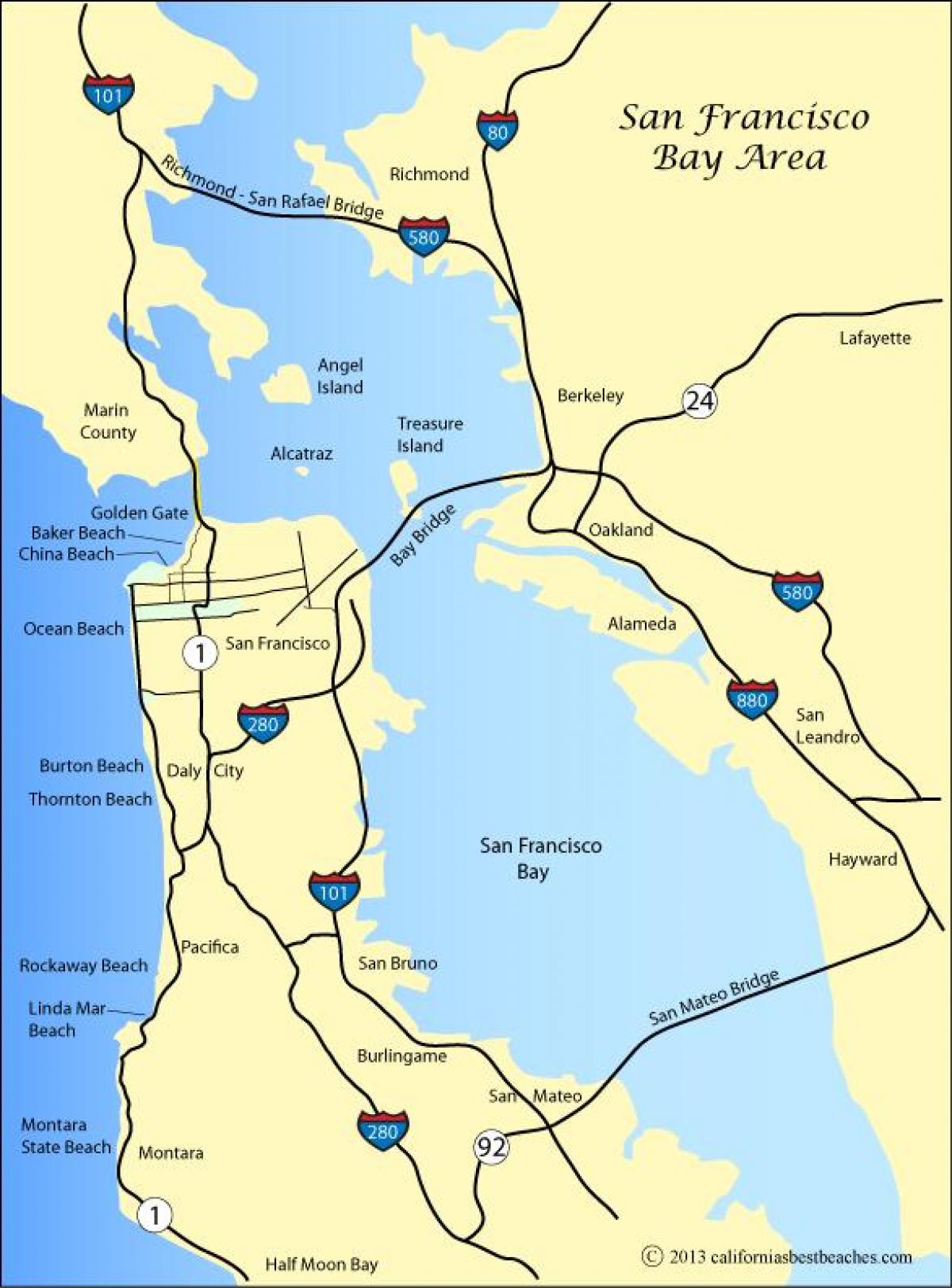 Harta e San Franciskos plazhet