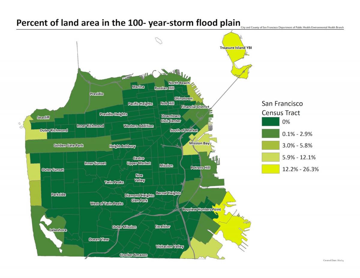 Harta e San Franciskos përmbytja e zonës
