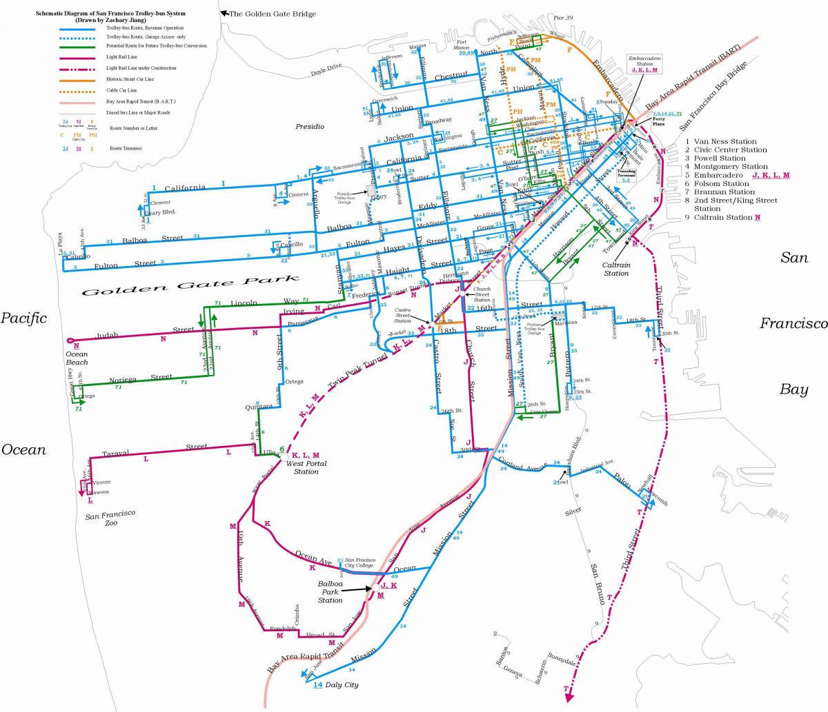 Harta e San Franciskos trolleybus