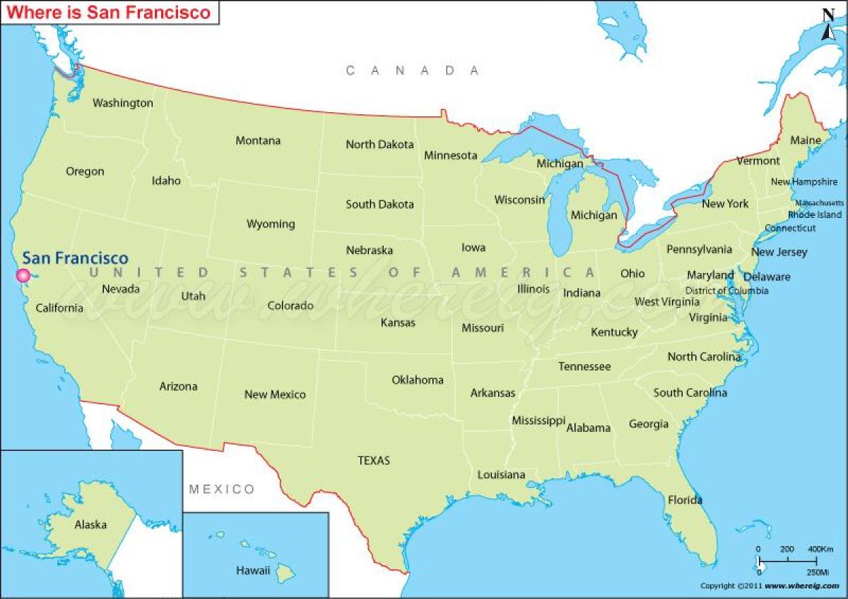harta e San Francisco, california, usa