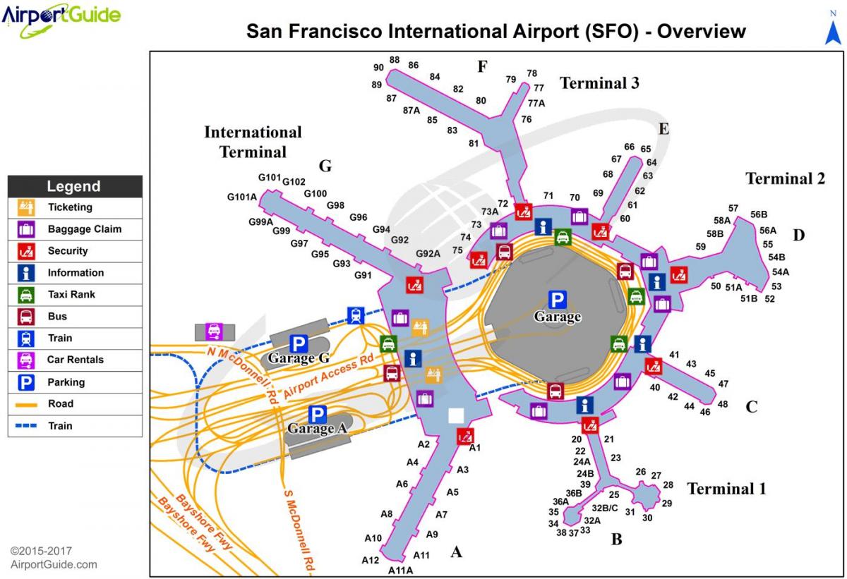 San Fran aeroporti hartë