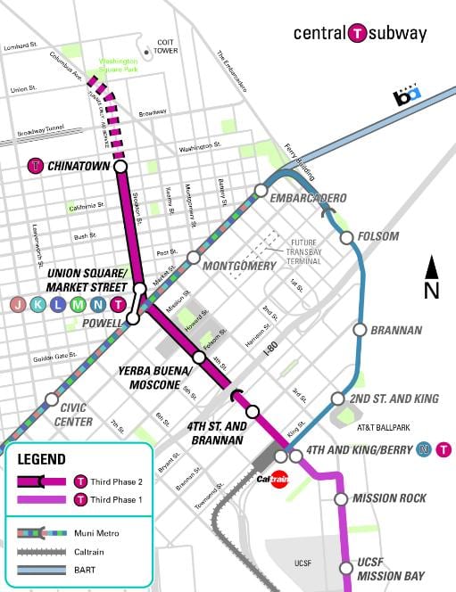 qendror të metrosë San Francisko hartë