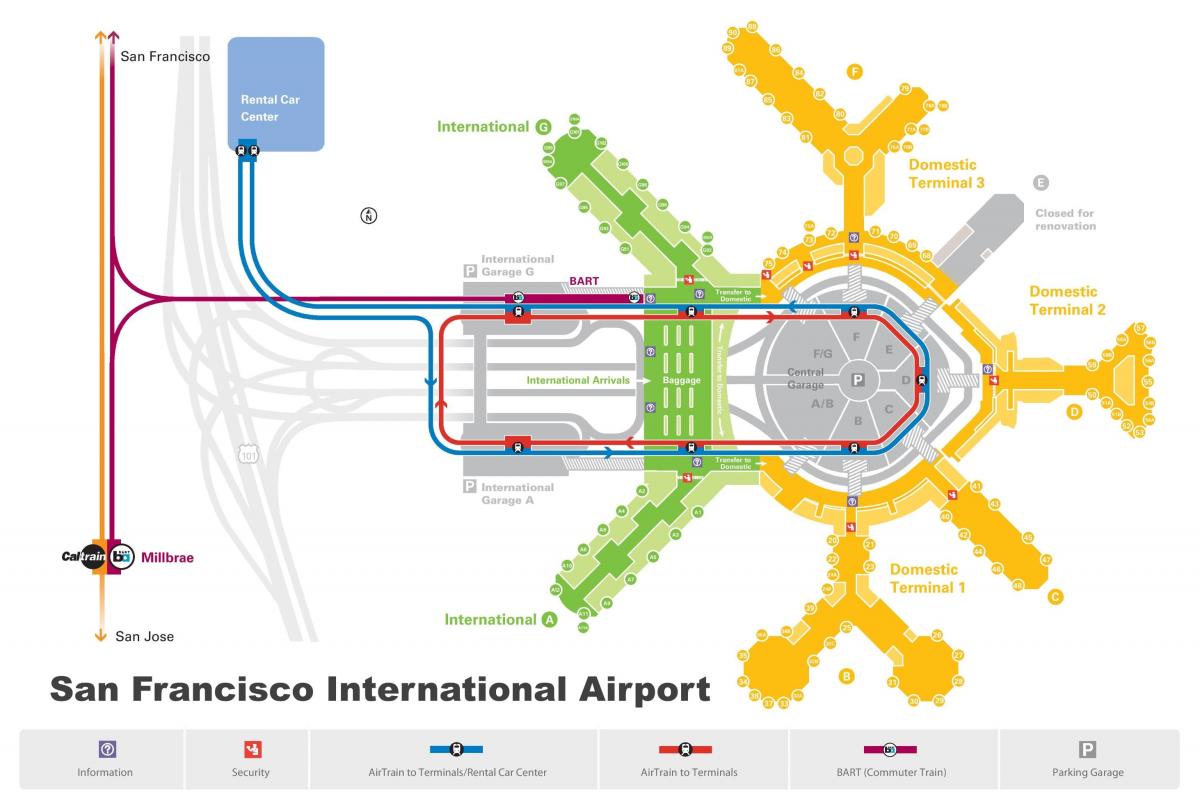 San Francisko aeroport me qira e makinave hartë