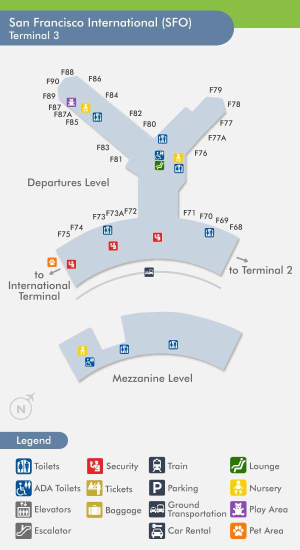 SFO aeroporti hartë terminal 3
