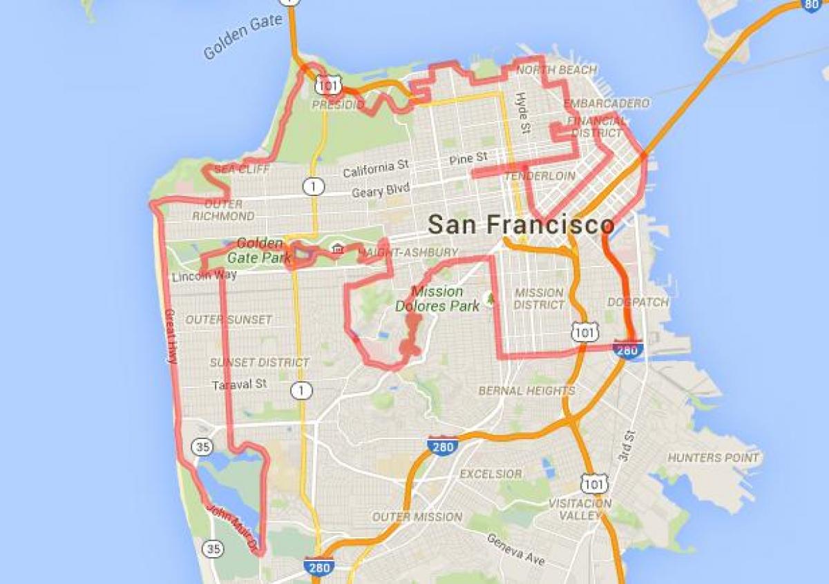 golden gate park biçikletë shtigje hartë