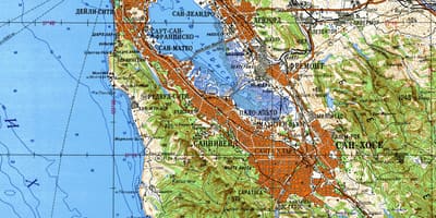 San Francisco bay area topografike hartë