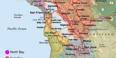 San Francisko zonë të hartës dhe zona përreth