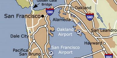 Harta e San Francisko dhe zona përreth aeroportit