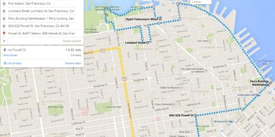 San Francisko në këmbë turne hartë