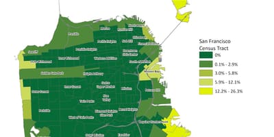 Harta e San Franciskos përmbytja e zonës