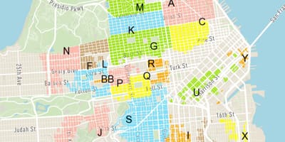 Të lirë parkim rrugë San Francisko hartë