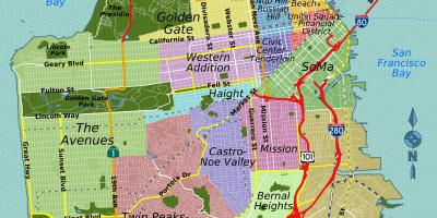 Street map of San Francisco të kalifornisë