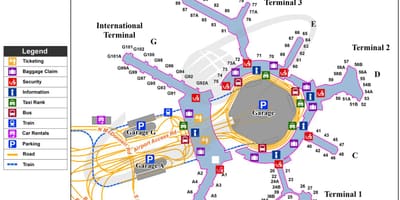 SFO aeroporti ndërkombëtar hartë